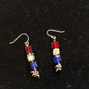 Handmade patriotic Swarovski crystal earrings